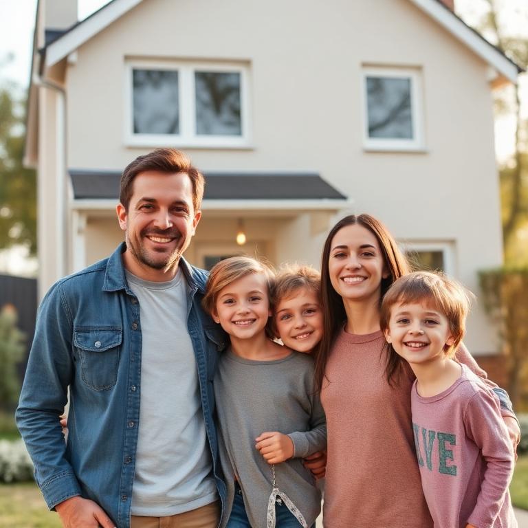 Famille française devant leur maison rénovée grâce aux aides MaPrimeRénov